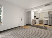 Thumbnail 74 of 92 - A kitchen area with a table and chairs in the middle of the room. at AVIA Lofts on Parkway Apartments, Vancouver, WA, 98662