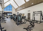 Thumbnail 28 of 144 - A spacious gym with a variety of equipment and a skylight.