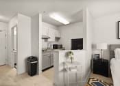 Thumbnail 7 of 45 - the living room and kitchen of our studio apartments atrium studio apartments