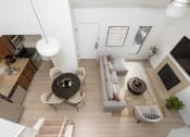 Thumbnail 42 of 108 - an aerial view of a living room and dining room from above