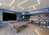 Thumbnail 51 of 131 - a game room with a pool table and a tv at Paperbox Lofts, Utah, 84101