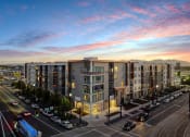Thumbnail 120 of 126 - an aerial view of an apartment building at sunset at SevenO2 Main Apartments, Salt Lake City