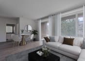 Thumbnail 4 of 22 - a picture of a living room with a white couch and a black coffee table