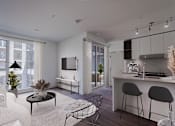 Thumbnail 15 of 22 - a living room and kitchen in a 555 waverly unit