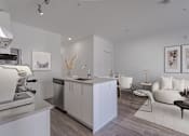 Thumbnail 22 of 22 - A modern kitchen with a dishwasher, sink, and refrigerator.