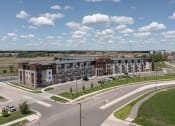 Thumbnail 27 of 52 - an aerial view of an empty parking lot with apartment buildings