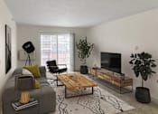 Thumbnail 7 of 11 - a living room with a couch and a coffee table and a tv