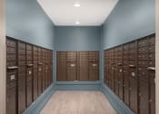 Thumbnail 17 of 25 - a bunch of wooden lockers in a room with blue walls