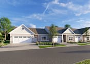 Thumbnail 5 of 8 - A row of houses with a clear blue sky above them.