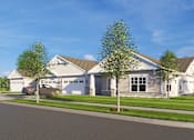 Thumbnail 4 of 8 - A large white house with a grey roof and a tree in front.