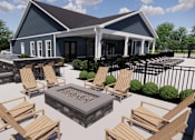 Thumbnail 15 of 19 - A house with a patio and chairs.