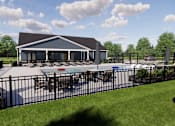 Thumbnail 13 of 19 - A black fence surrounds a house with a pool.
