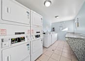 Thumbnail 6 of 7 - A row of washing machines in a public laundromat.