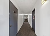 Thumbnail 14 of 15 - A long hallway with doors on both sides.