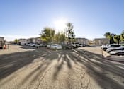 Thumbnail 1 of 16 - A sunny day in a parking lot with cars parked and a tree in the middle.