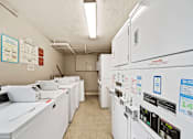 Thumbnail 8 of 12 - A row of washing machines in a laundromat.