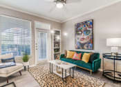 Thumbnail 4 of 16 - Furnished living room at The Atlantic Palazzo, San Marcos, TX, 78666