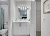 Thumbnail 22 of 23 - Vanity with closet and toilet at Boca Colony Apartments, Boca Raton, FL