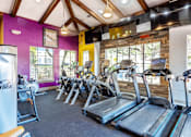 Thumbnail 2 of 34 - A gym with treadmills and exercise equipment at Reserve at Canyon Creek, San Antonio
