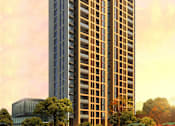 Thumbnail 11 of 17 - A tall building with many windows is surrounded by trees and other buildings.