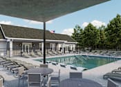Thumbnail 13 of 20 - A poolside area with lounge chairs and a table at Solhaven Grand Chute, Wisconsin