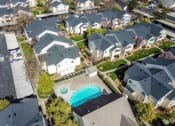 Thumbnail 26 of 27 - aerial view of apartments and pool
