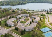 Thumbnail 2 of 30 - aerial photo of lakeview commons with shot of nearby parkers lake
