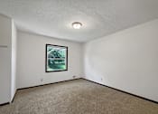 Thumbnail 23 of 28 - A room with a framed picture on the wall and carpeted floor.