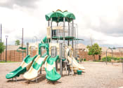 Thumbnail 12 of 40 - a playground with a climbing structure and slides