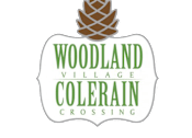 Thumbnail 10 of 14 - A logo with a pine cone and the words "Woodland Village Colerain Crossing".