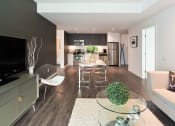 Thumbnail 6 of 18 - a view of a living room and kitchen in a two bedroom apartment