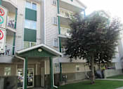 Thumbnail 1 of 4 - A tree is in front of a building with a green awning.