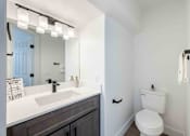 Thumbnail 40 of 63 - a bathroom with a sink and a toilet and a mirror