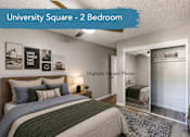 Thumbnail 28 of 32 - A bedroom with a bed, a dresser, and a framed picture on the wall.
