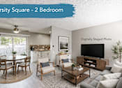 Thumbnail 29 of 32 - A living room with a couch, chairs, and a coffee table.