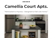 Thumbnail 1 of 43 - Apartment living room, kitchen, and bedroom images for Camellia Court Apartments.