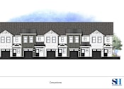 Thumbnail 36 of 36 - a rendering of a three story building with a garage in front of it
