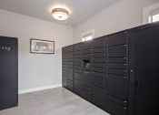 Thumbnail 39 of 47 - a room with several lockers and a picture on the wall