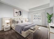 Thumbnail 4 of 28 - a bedroom with a large bed and a large window