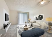 Thumbnail 1 of 24 - a living room with a couch and a coffee table at Eagles Landing Apartments, Everett, WA