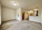 Thumbnail 27 of 34 - A spacious room with a carpeted floor and a bar area.