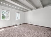 Thumbnail 49 of 52 - A large empty room with carpeted floor and two windows.
