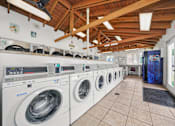 Thumbnail 23 of 52 - A row of washing machines in a laundromat.