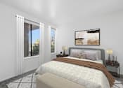 Thumbnail 24 of 37 - 2nd Bedroom in 2 Bedroom California Place apartment home with carpeted flooring and large windows allowing for gorgeous natural light.