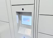 Thumbnail 11 of 34 - A white ATM machine with a screen and keypad.