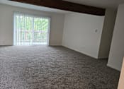 Thumbnail 5 of 17 - A room with a carpeted floor and a window with blinds.
