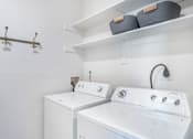 Thumbnail 24 of 25 - A white laundry room with a washer and dryer.