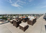 Thumbnail 20 of 37 - Rooftop terrace with panoramic skyline views at 1134 Fulton Street Apartments, Brooklyn, NY