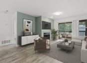 Thumbnail 2 of 20 - the living room of an apartment with a couch and a coffee table