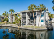 Thumbnail 41 of 43 - a building with palm trees next to a body of water